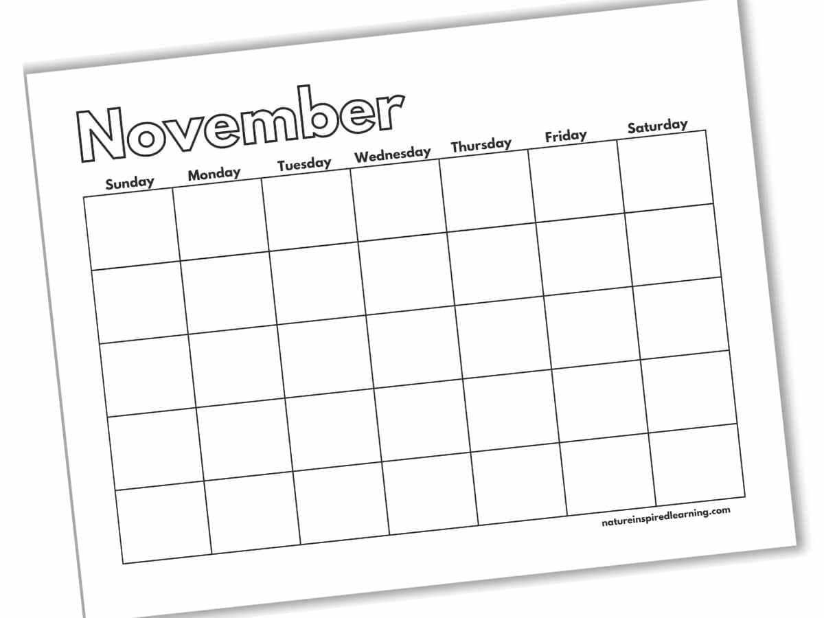 month of november calendar template