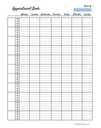 monthly booking calendar template