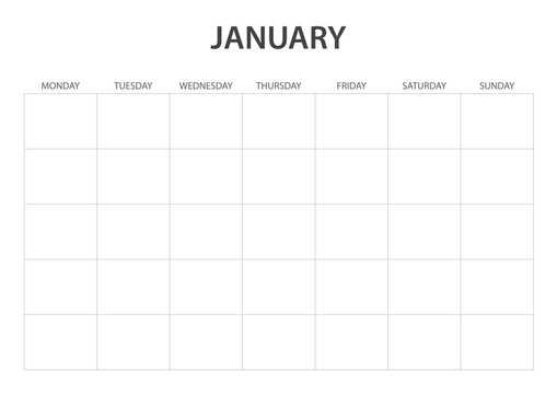 monthly calendar grid template