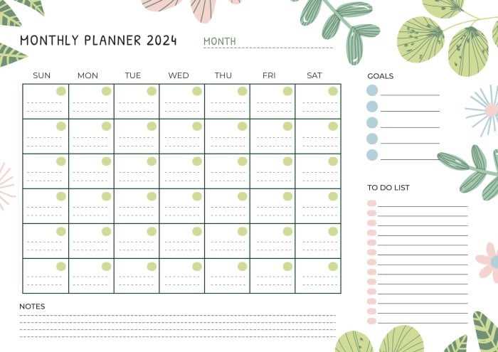 monthly calendar template editable