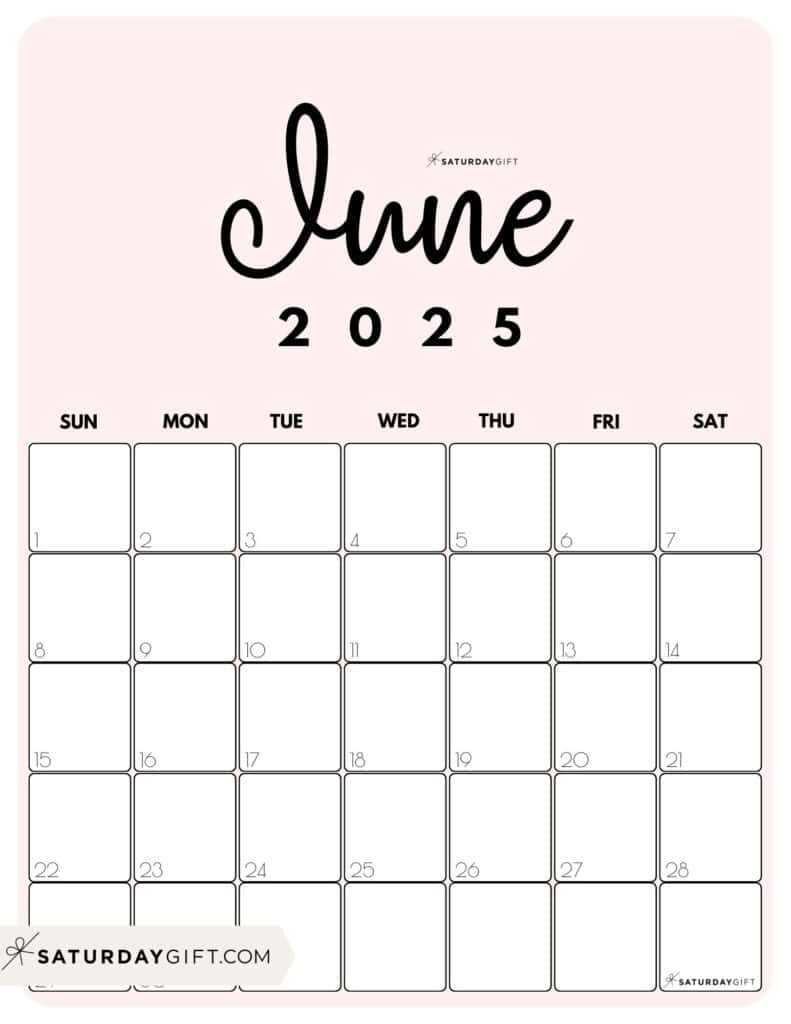 monthly calendar template june 2025