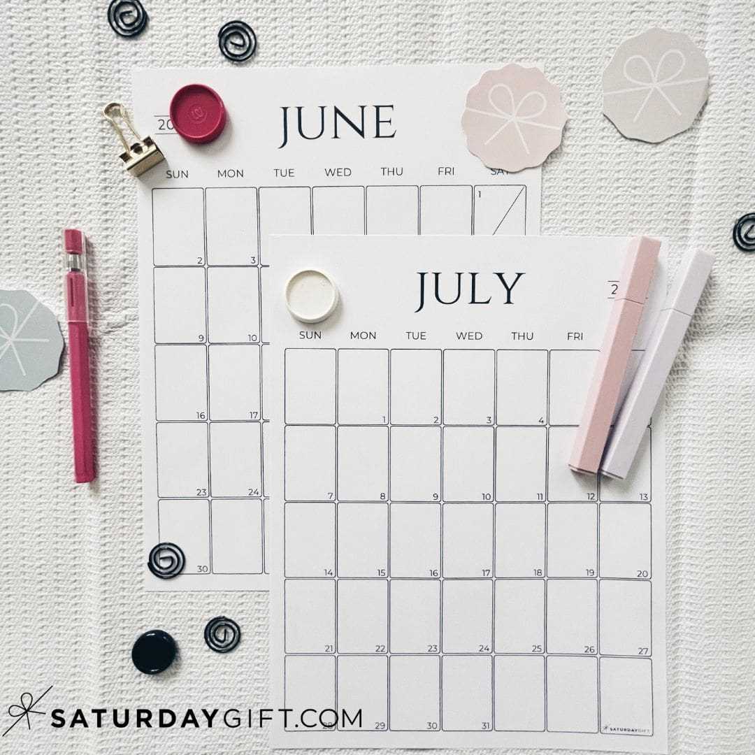 monthly calendar template june 2025