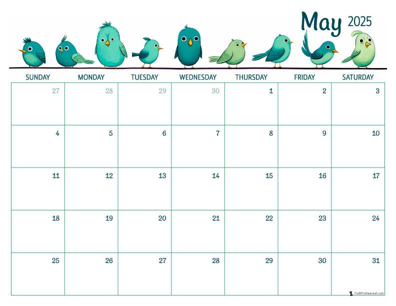 monthly calendar template may 2025