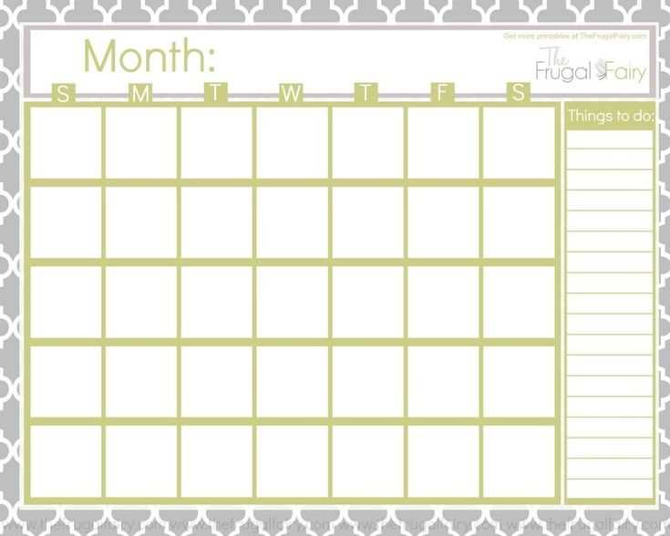 monthly calendar template without dates