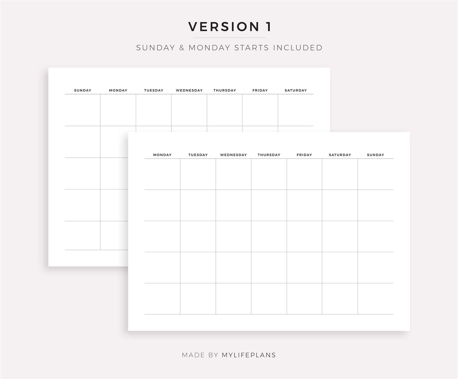 monthly calendar templates printable