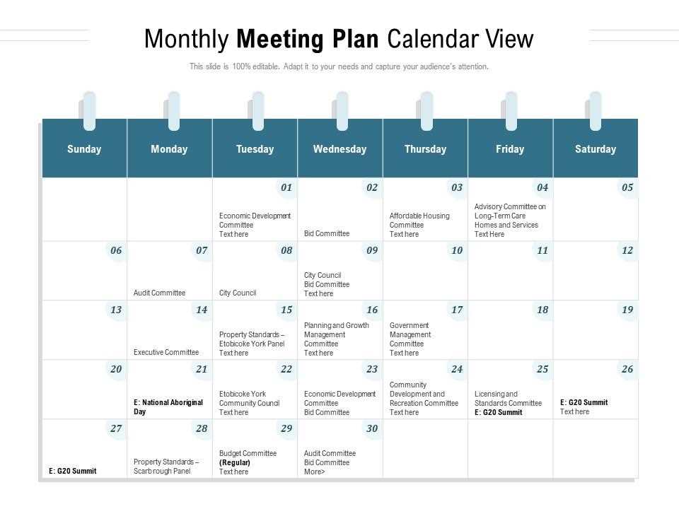 monthly calendar with time slots template