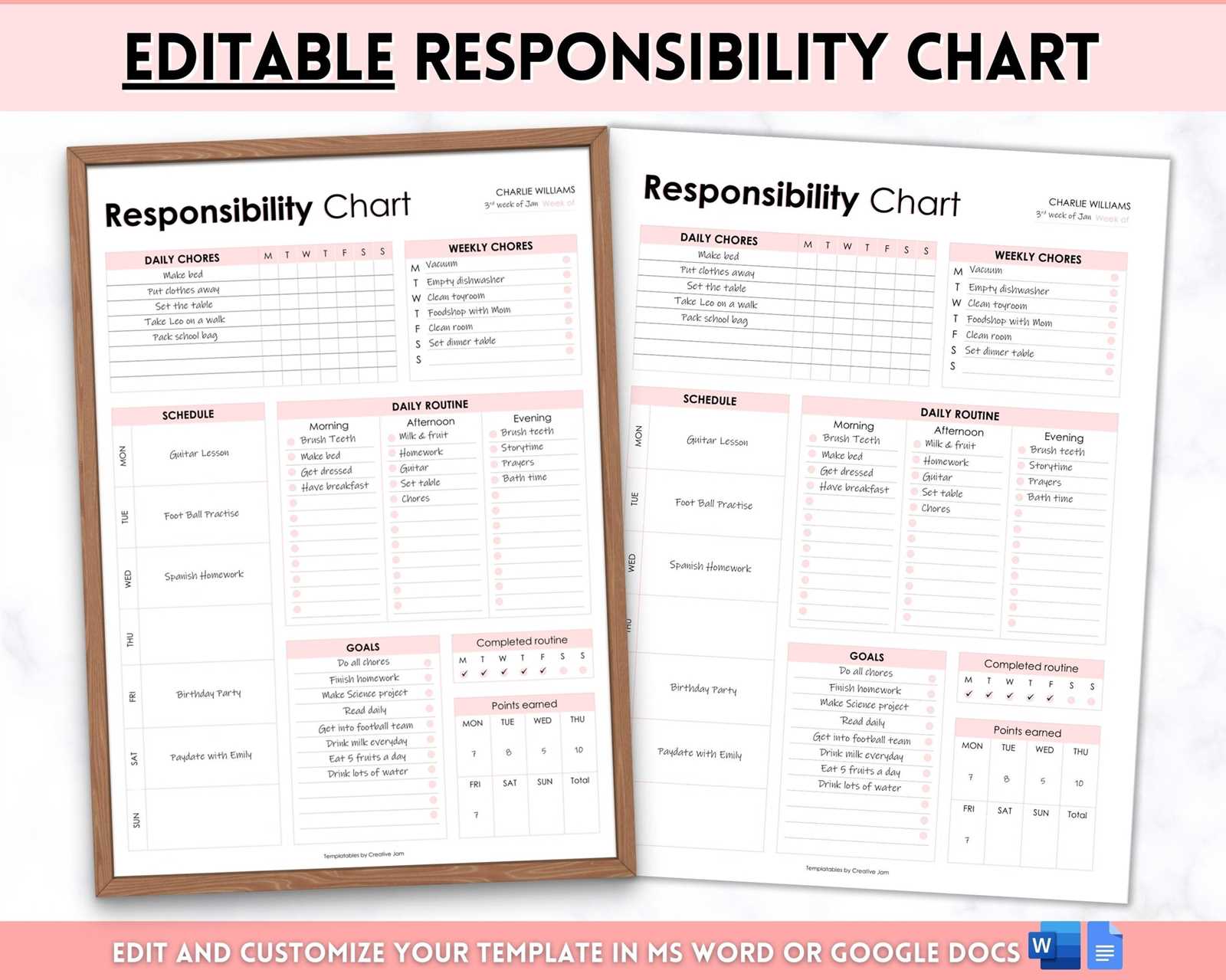 monthly chores calendar template