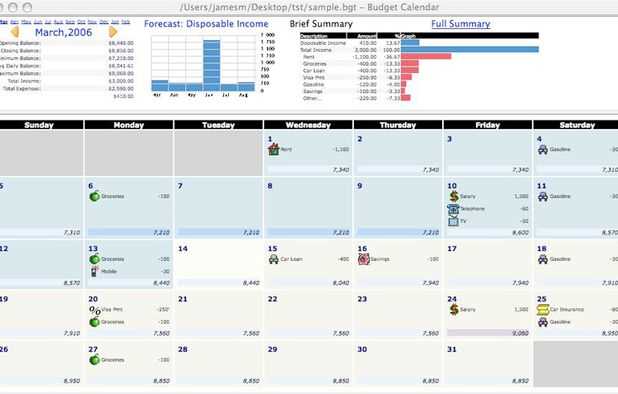 monthly expense calendar template