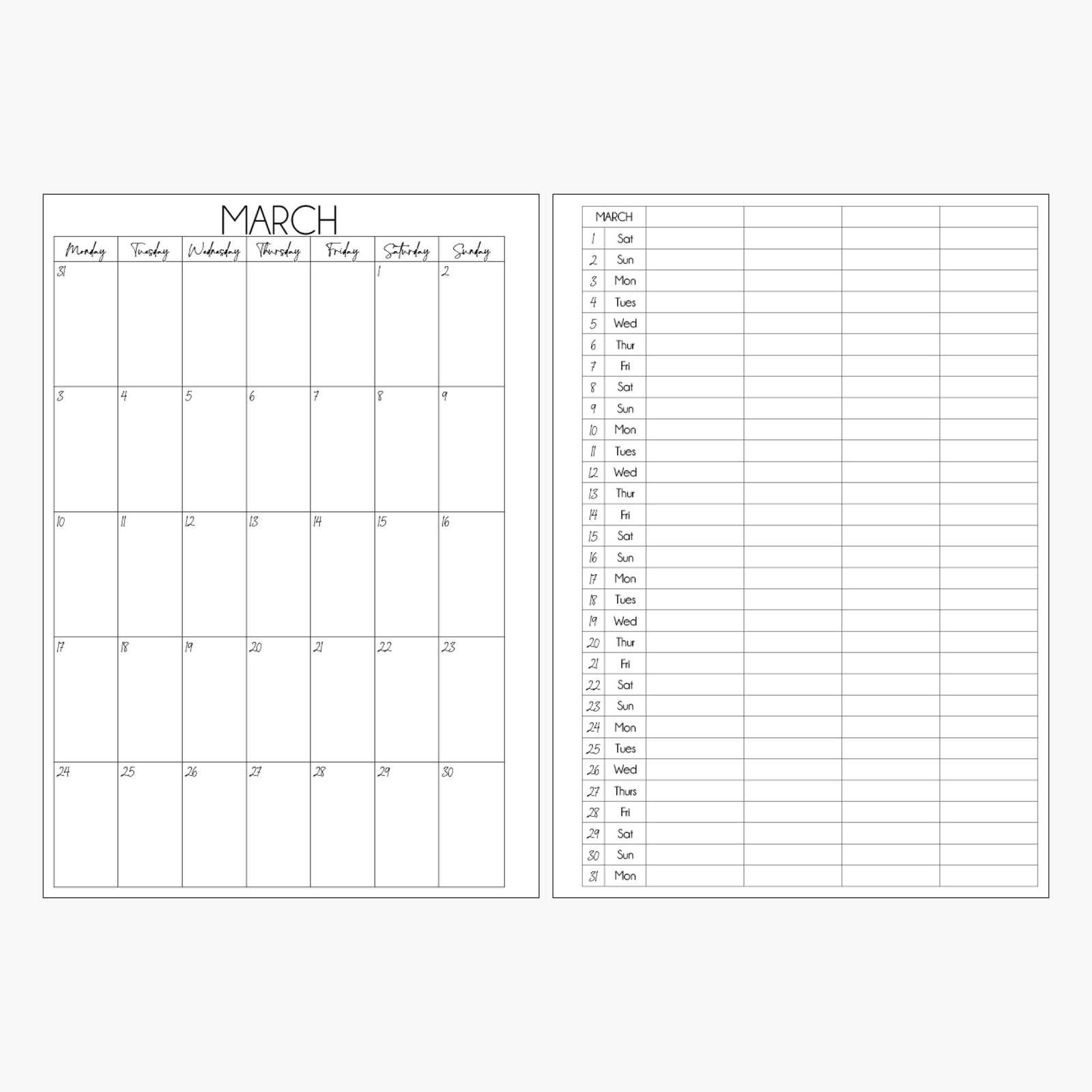 monthly family calendar template