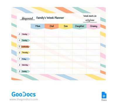 monthly family calendar template