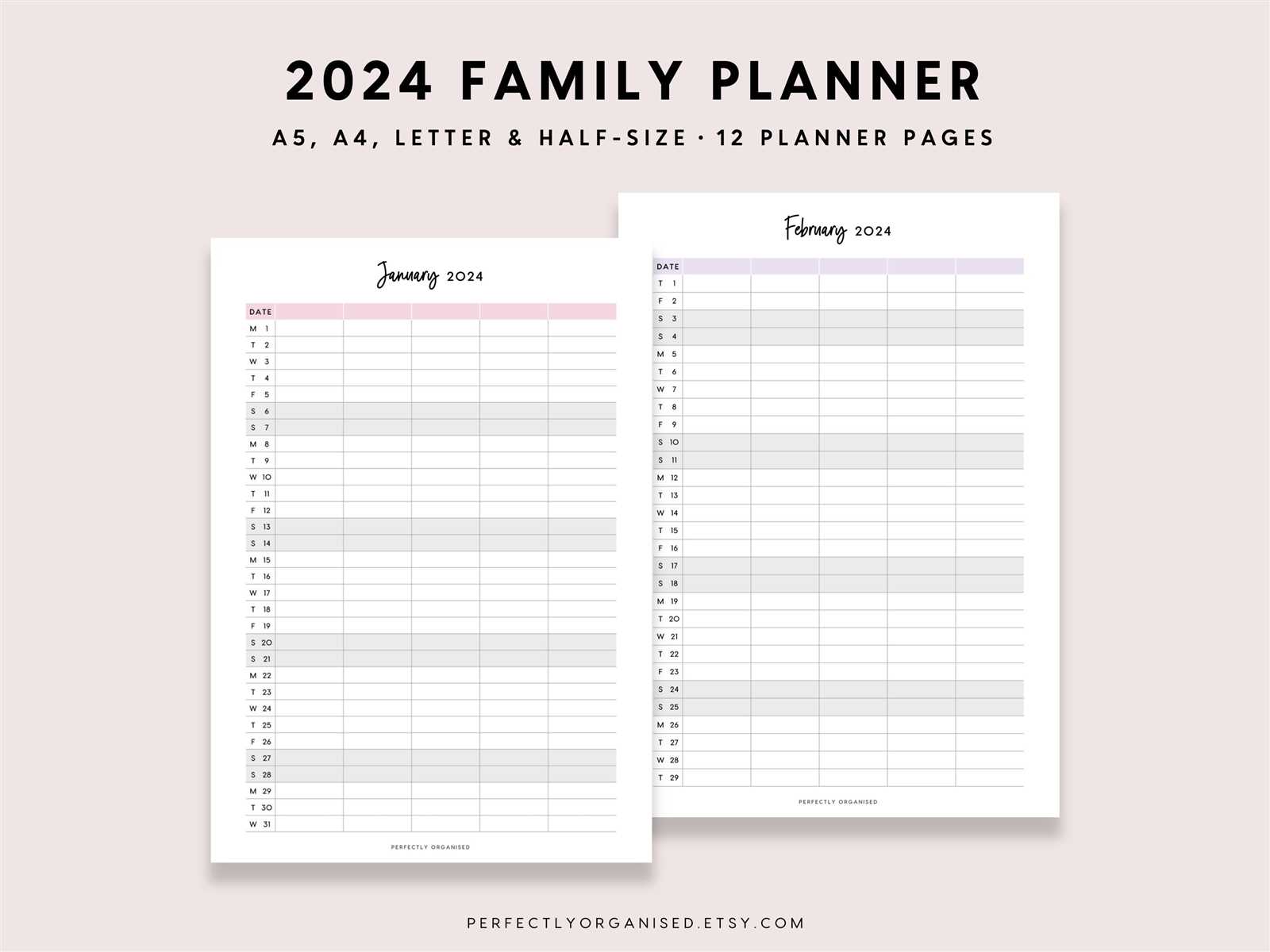 monthly family calendar template