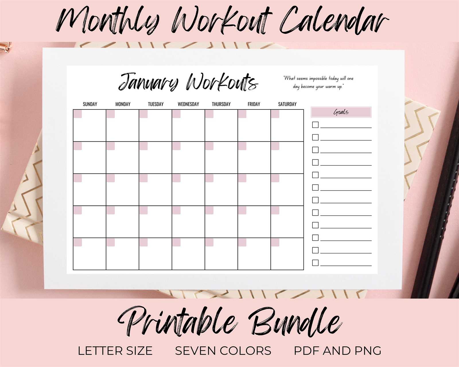 monthly fitness calendar template