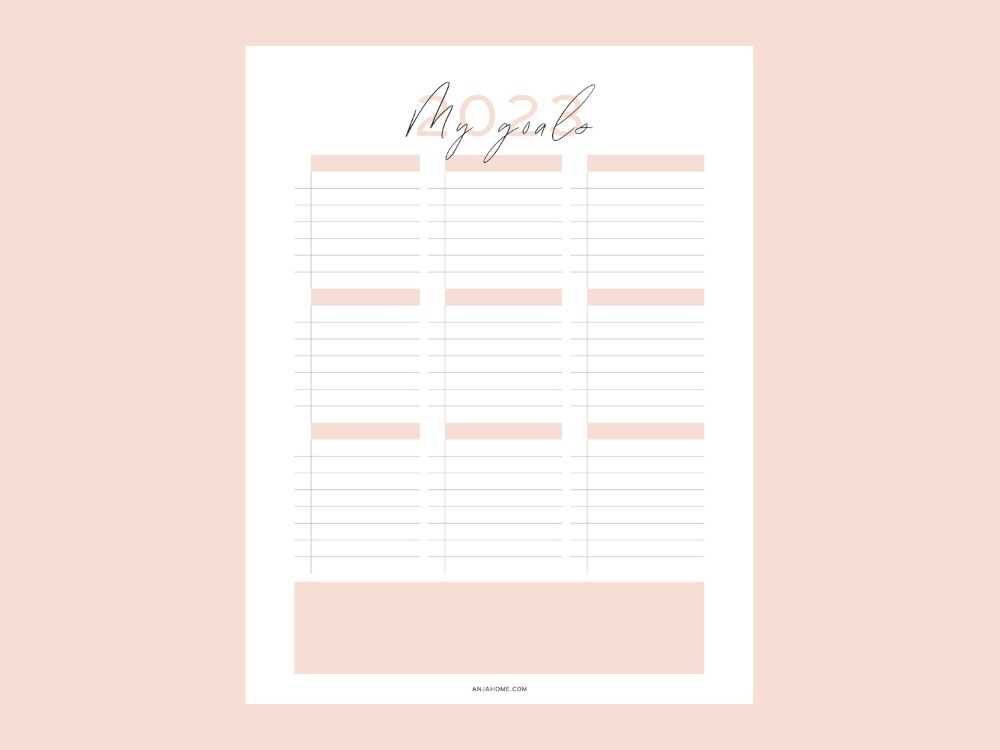 monthly goal calendar template