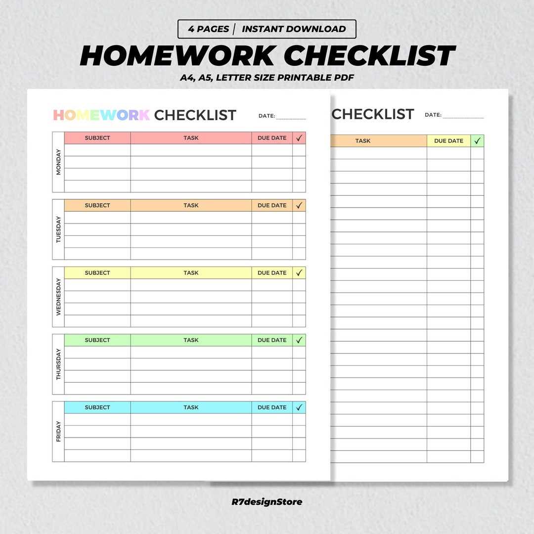 monthly homework calendar template