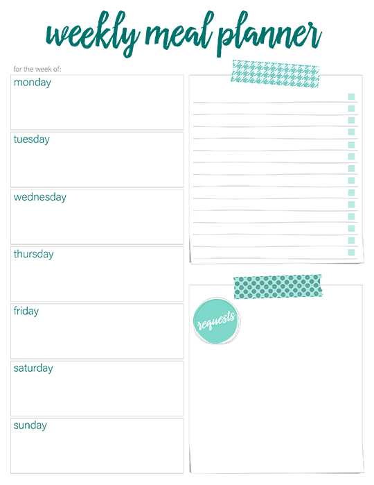 monthly menu planning calendar template