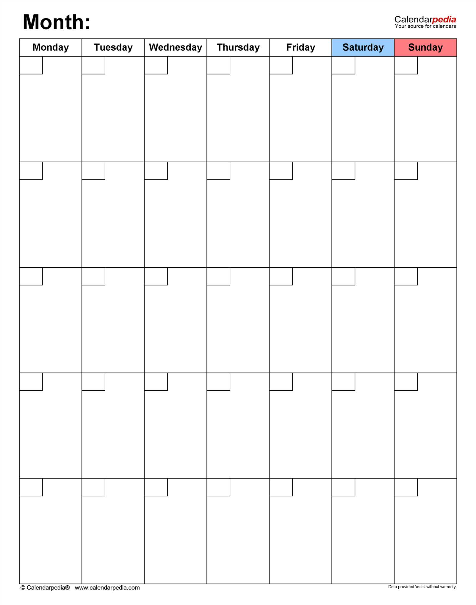 monthly pocket calendar template