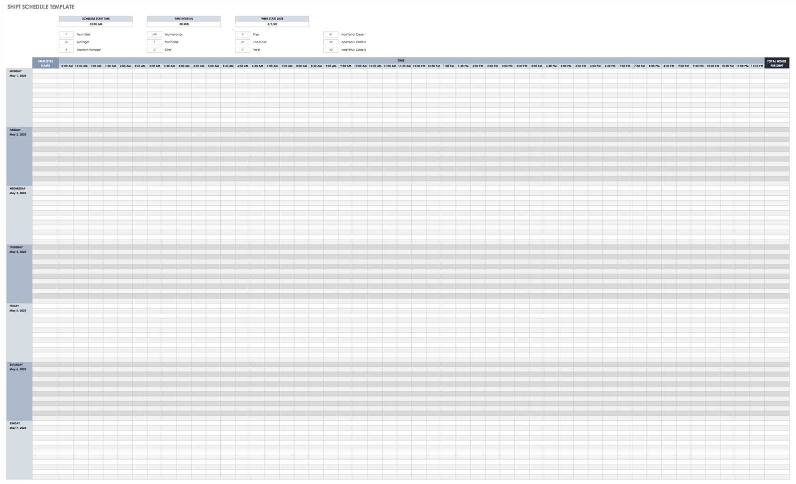 monthly rotation calendar template