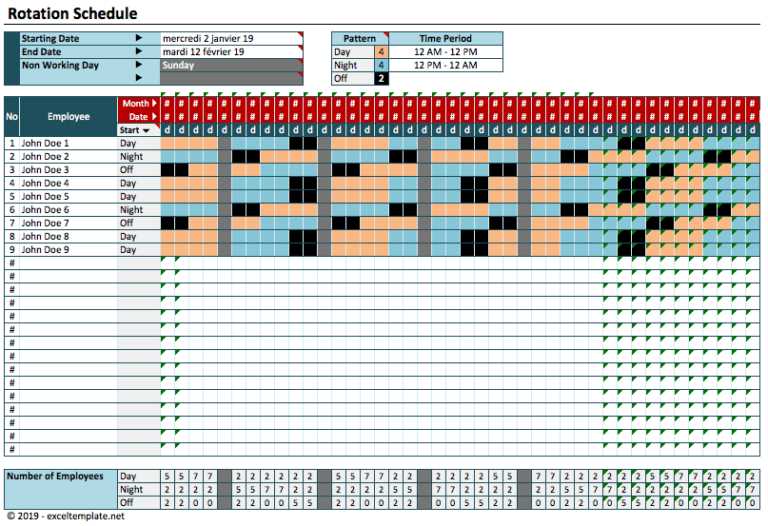 monthly rotation calendar template