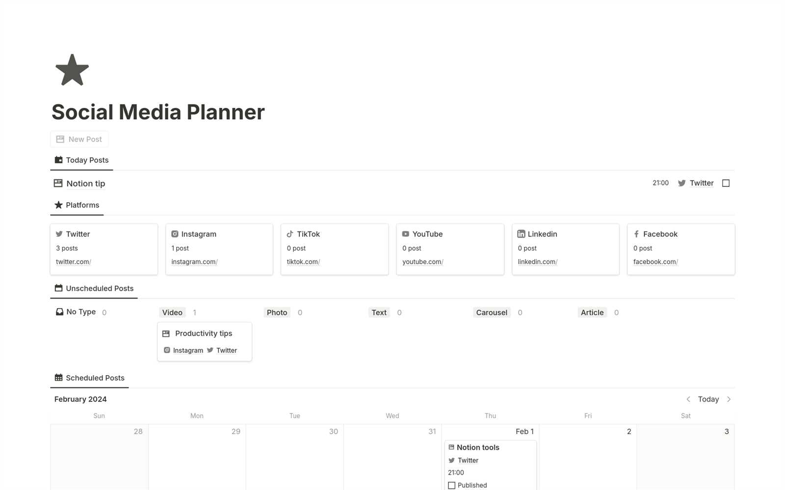 monthly social media calendar template free