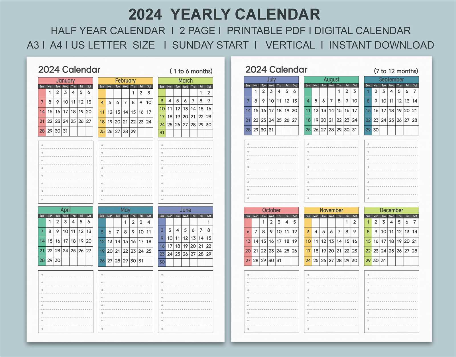 months of the year calendar template