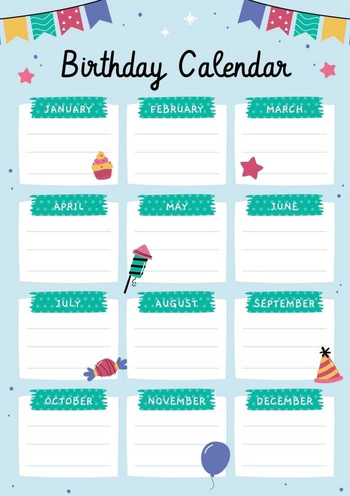 birthday calendar template