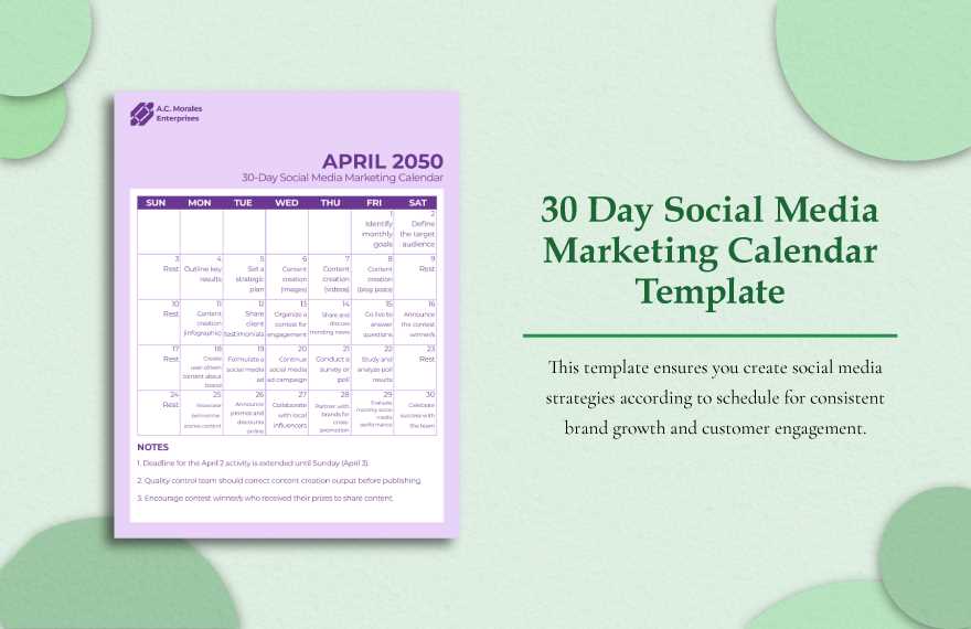 30 day content calendar template