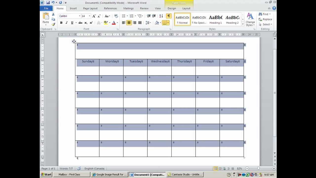 ms office templates calendar