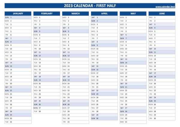 6 month calendar template free