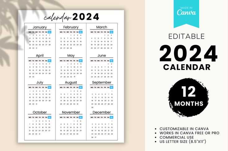 calendar canva template