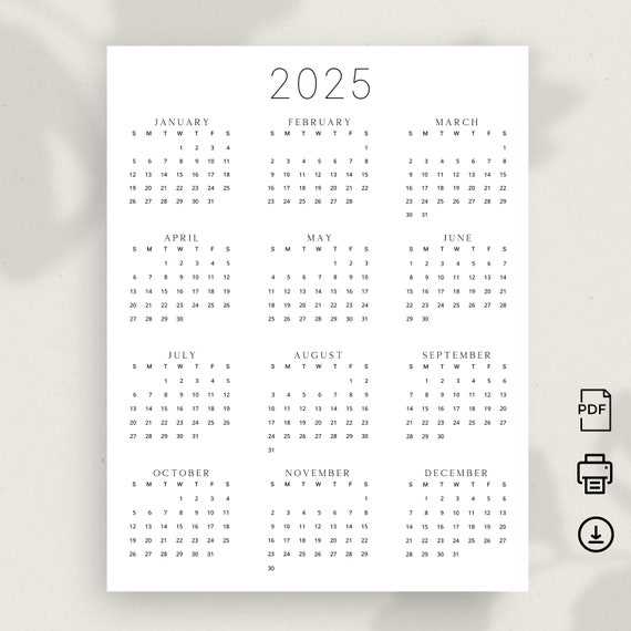 2025 wall calendar template