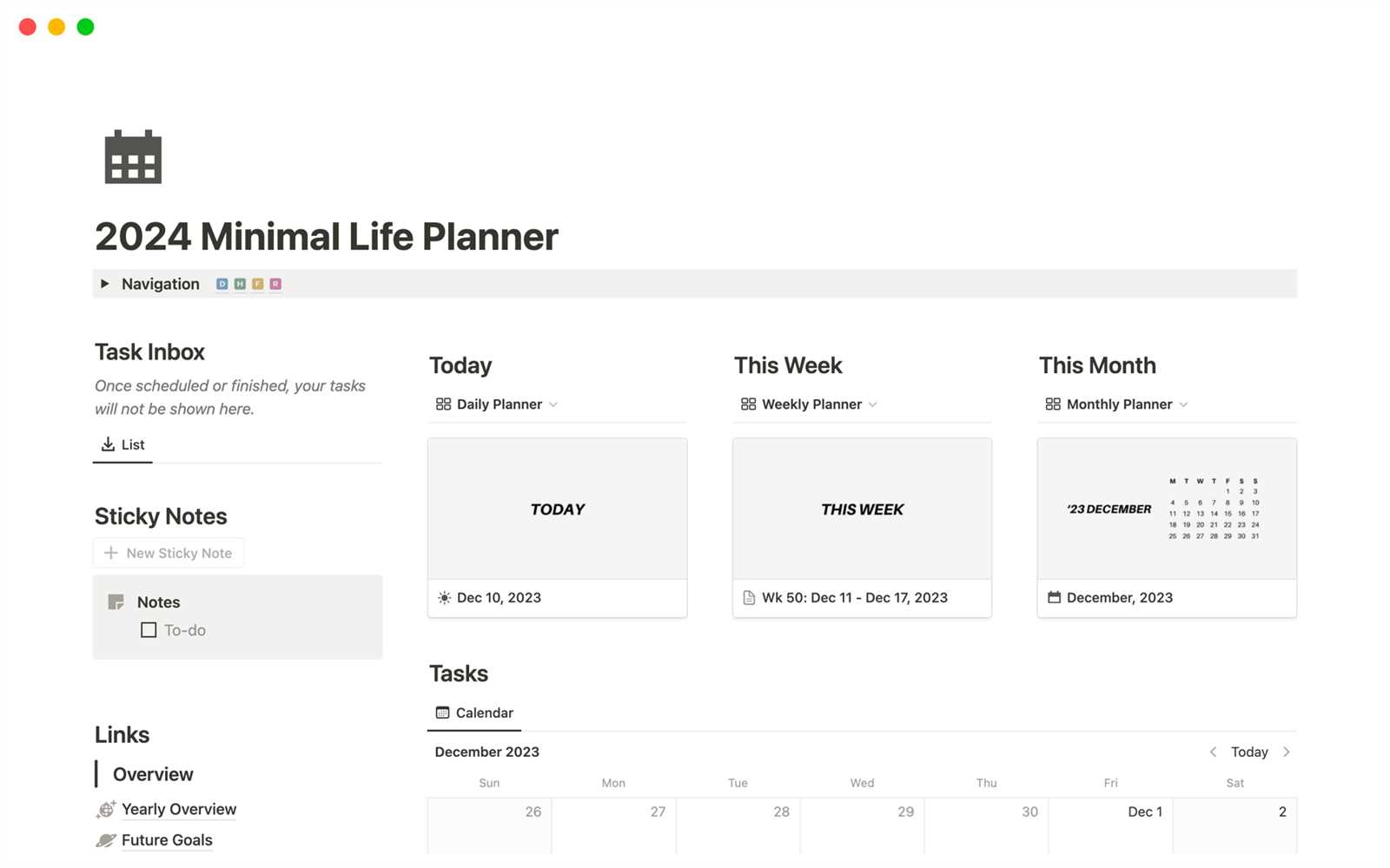 notion monthly calendar template