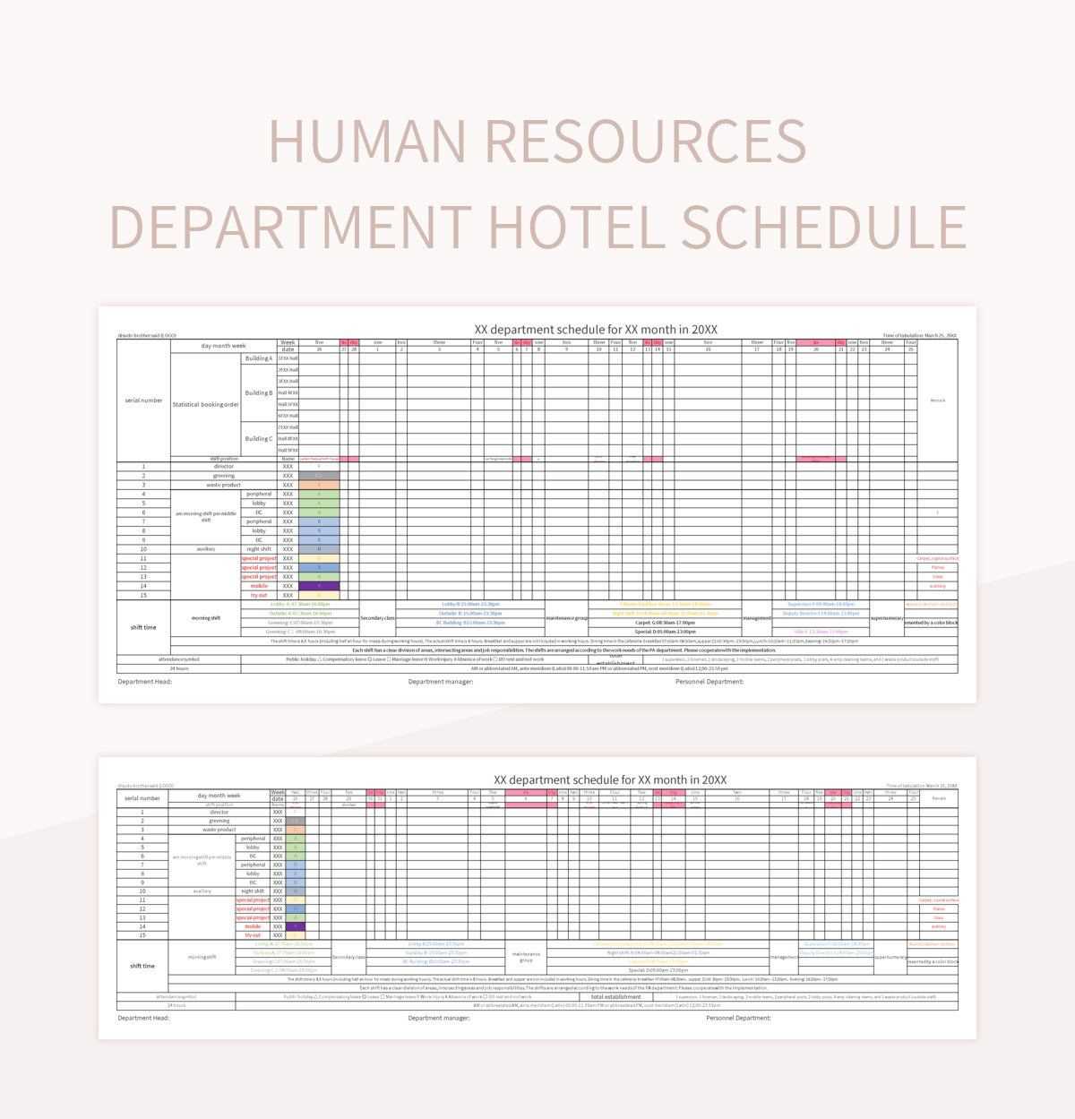 human resources calendar template