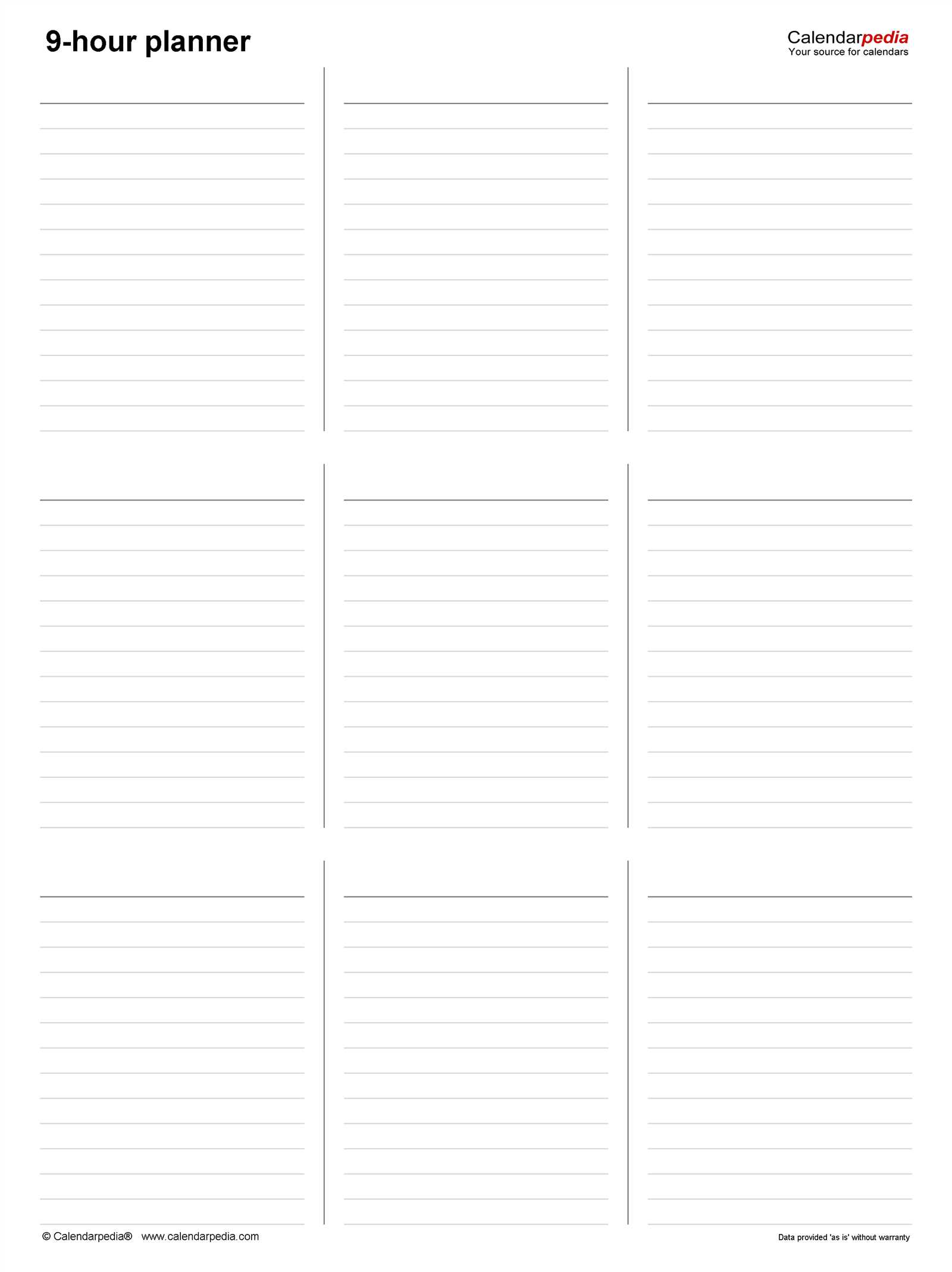 half hour calendar template