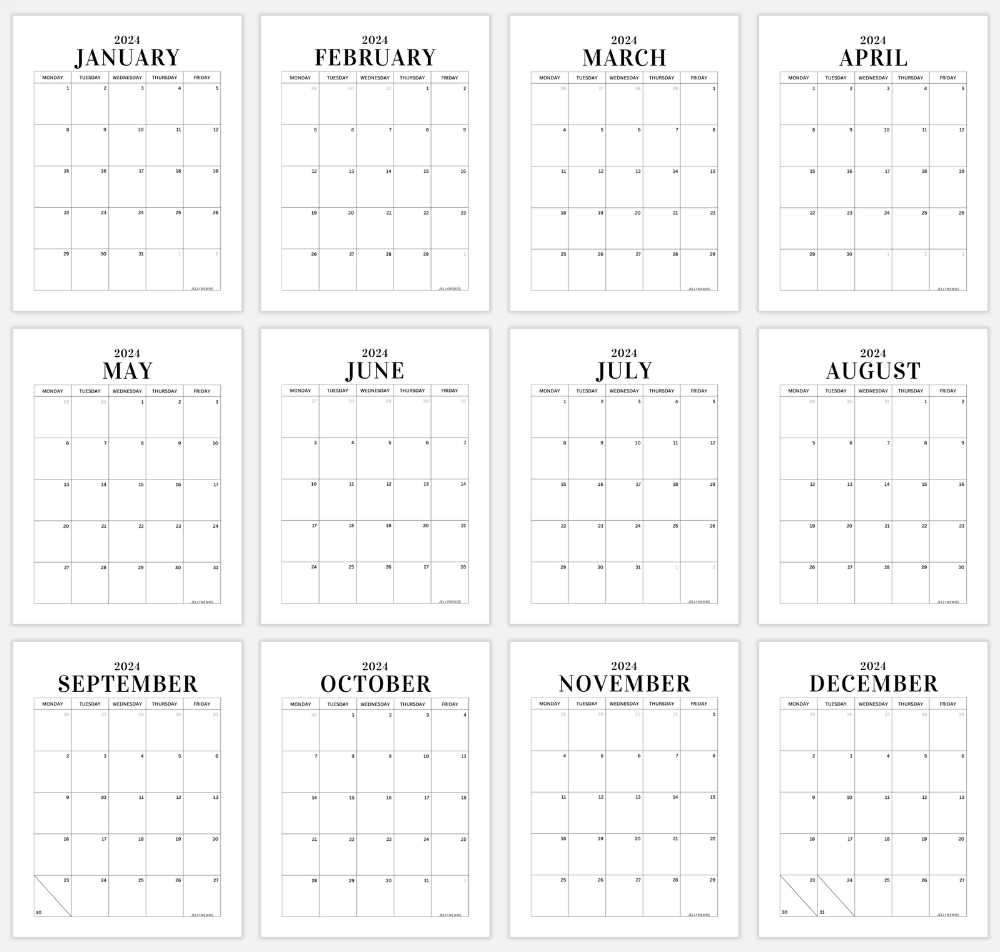 vertical monthly calendar template