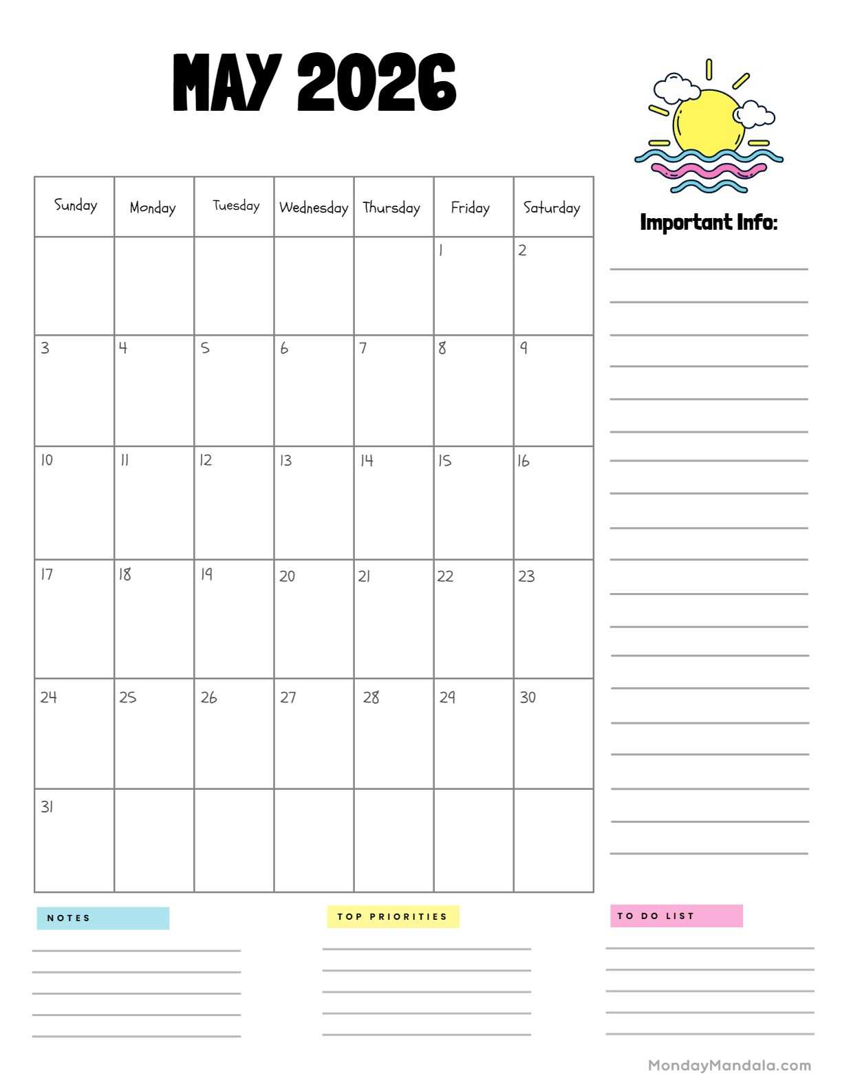 may calendar template