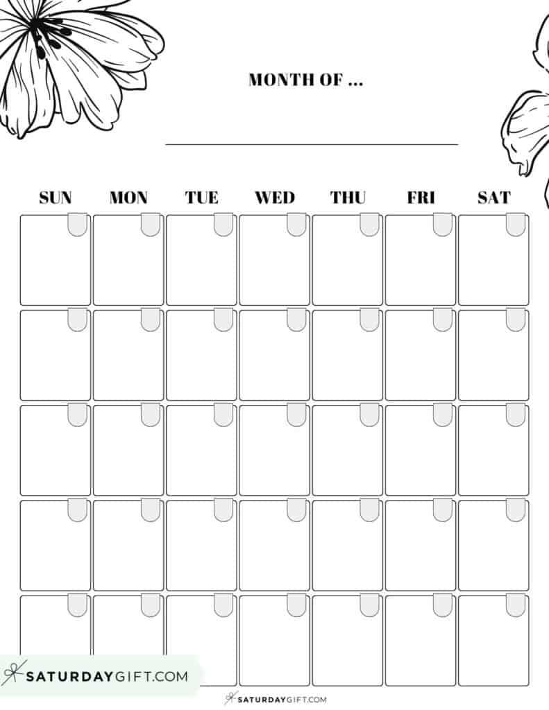 printable downloadable blank calendar template