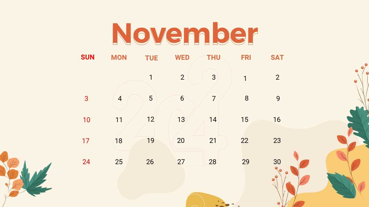 nov calendar template