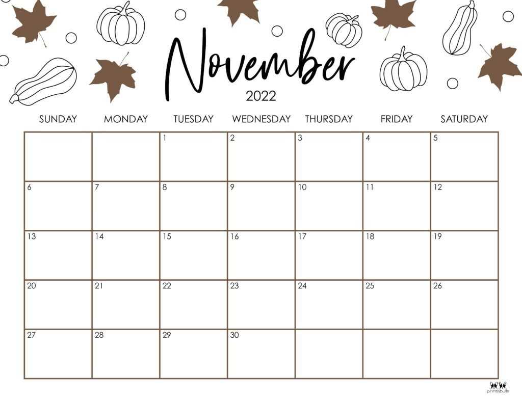 nov calendar template