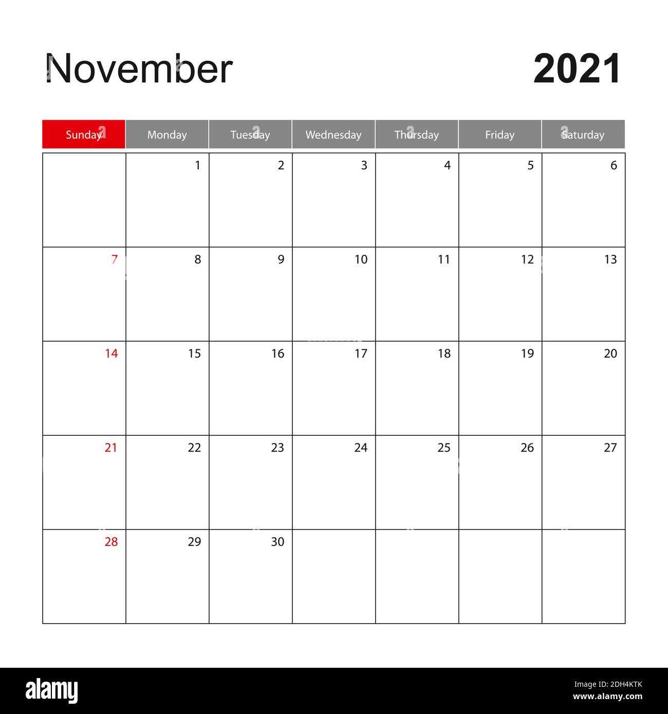 november calendar template printable