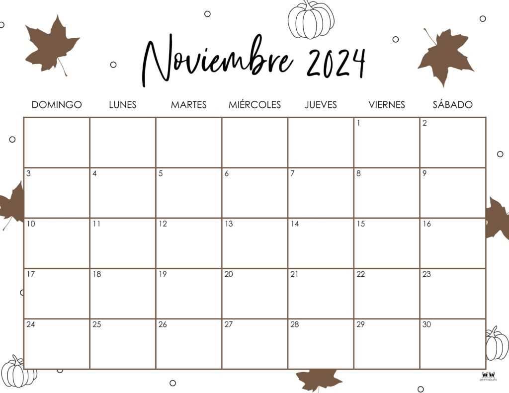 november monthly calendar template