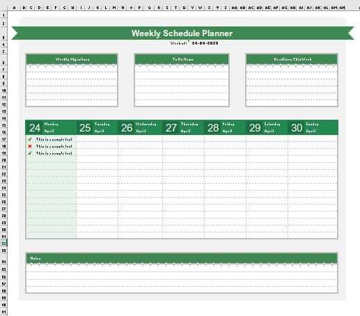 basic weekly calendar template