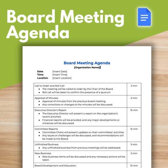 board of directors calendar template