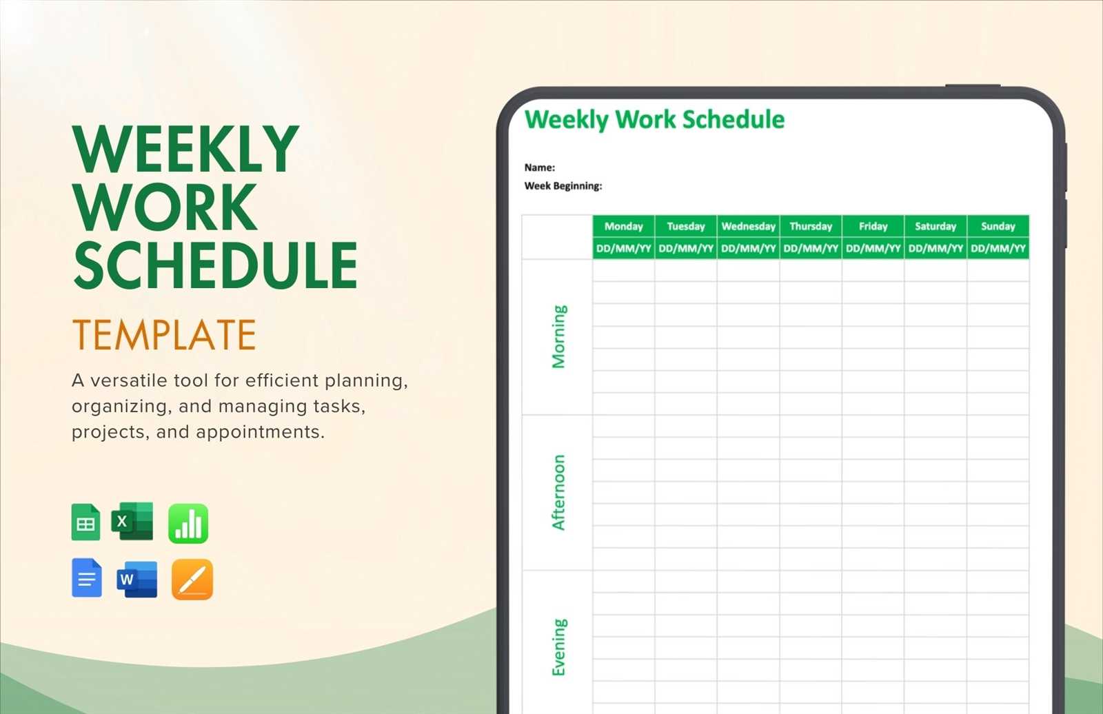 numbers weekly calendar template