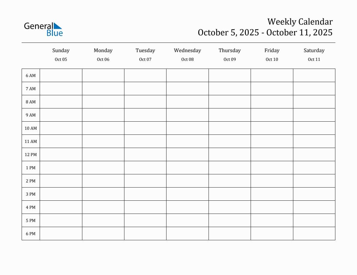 free five day calendar template