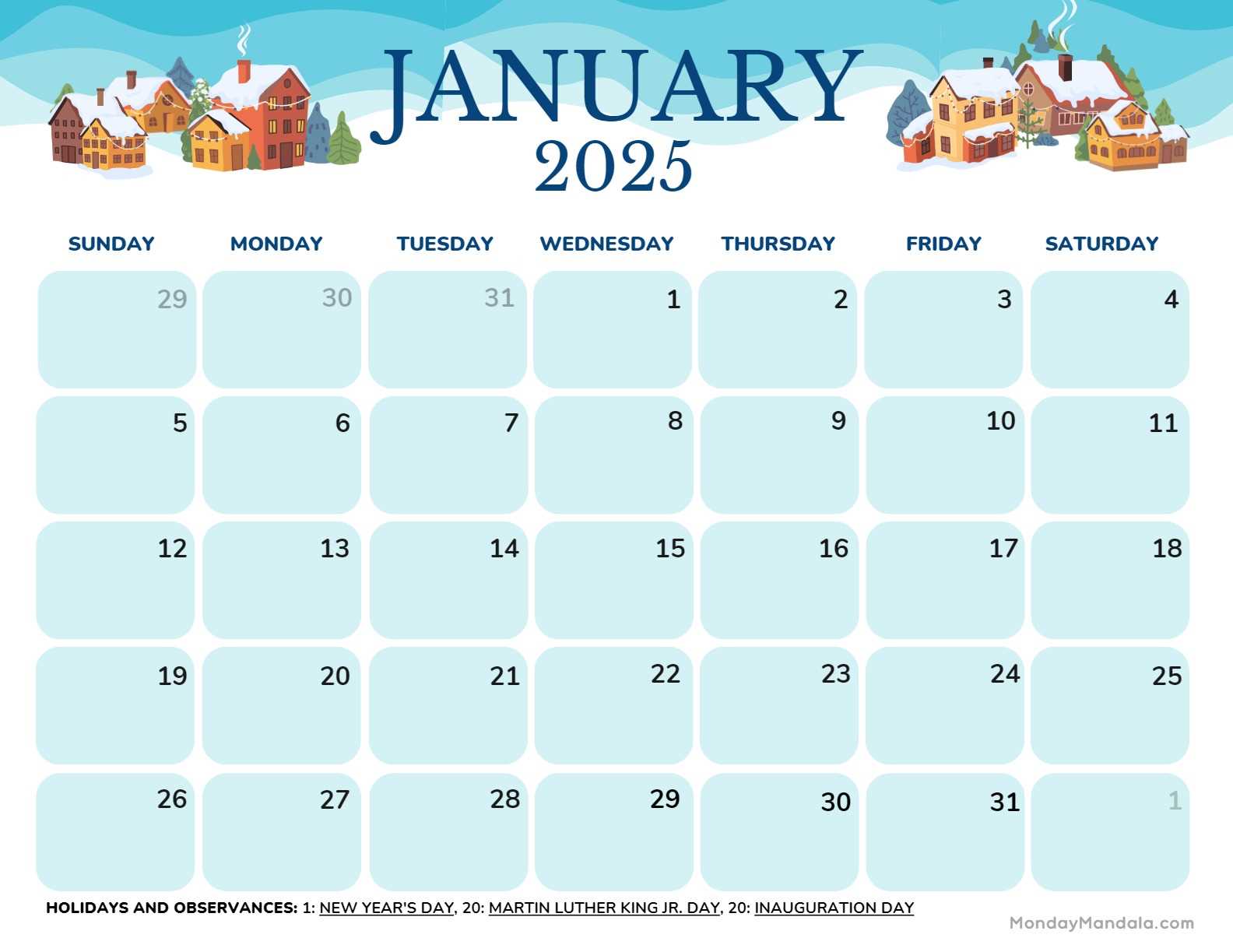 free printable january 2025 calendar template