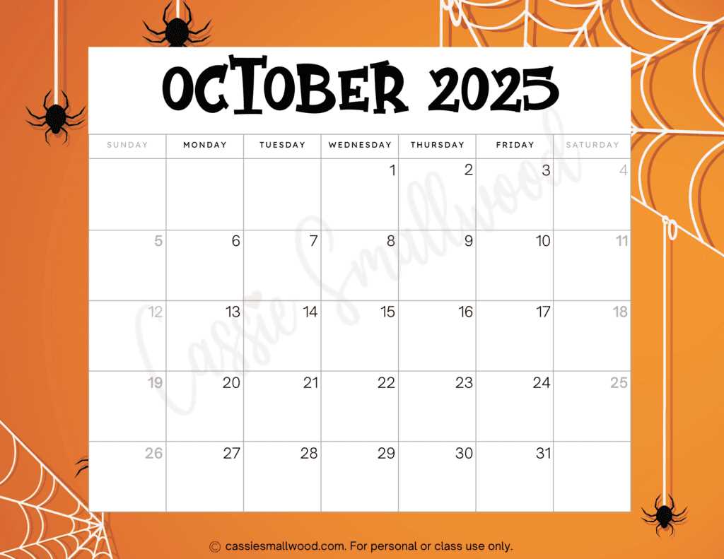 october 2025 monthly calendar template