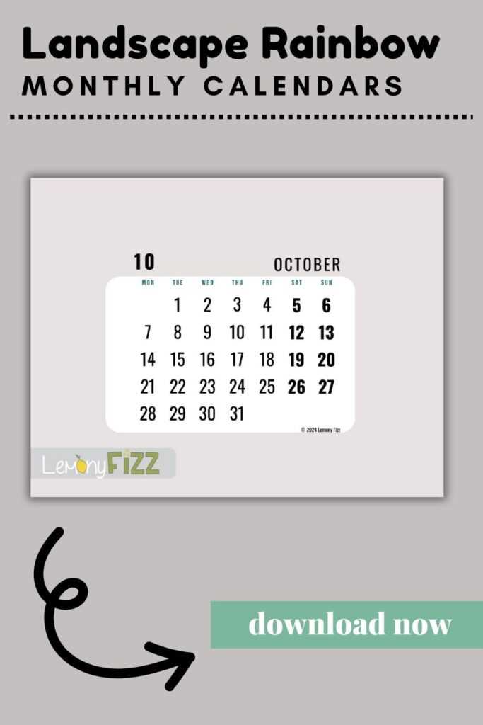 october monthly calendar template