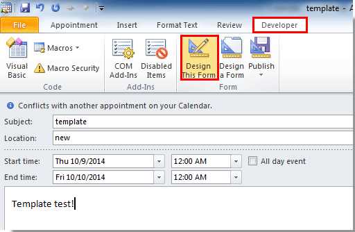 outlook calendar meeting template