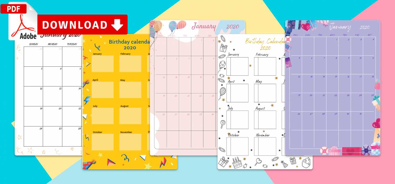 office birthday calendar template free