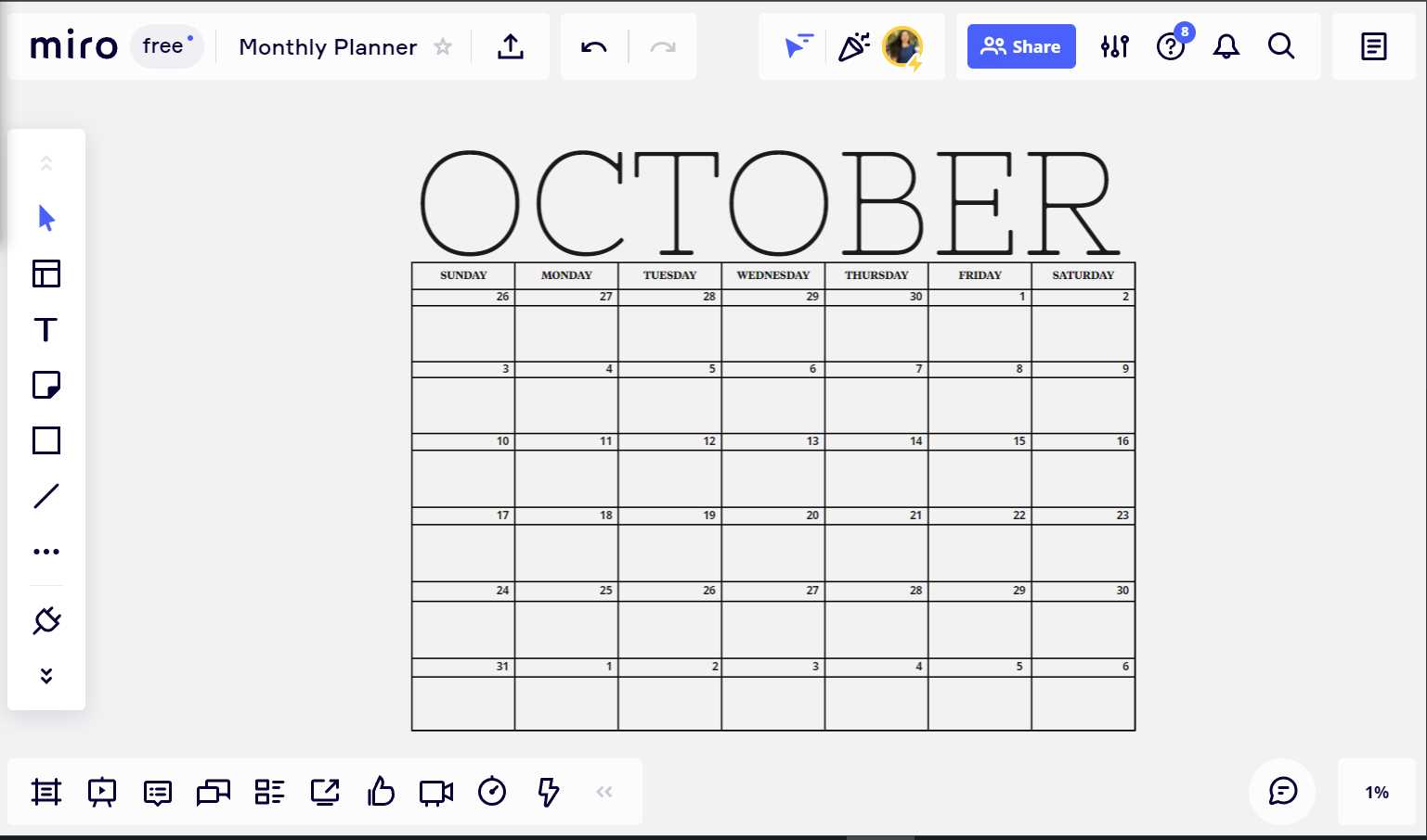 miro calendar template